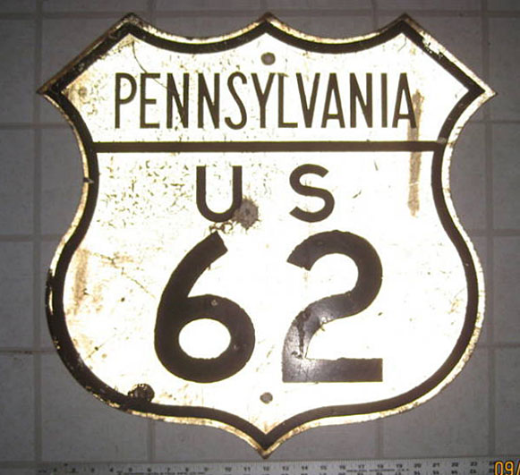 Pennsylvania U.S. Highway 62 sign.