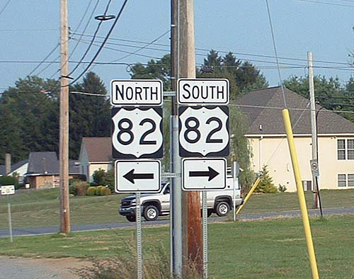 Pennsylvania U.S. Highway 82 sign.