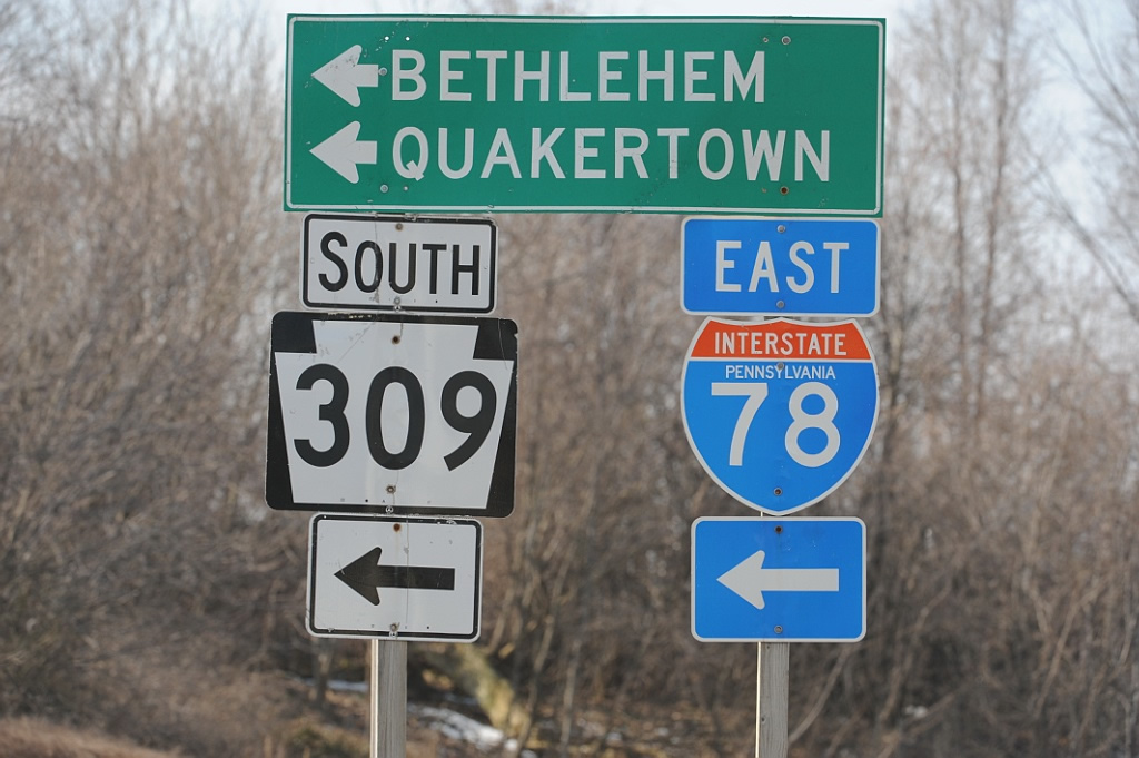 Pennsylvania - Interstate 78 and State Highway 309 sign.