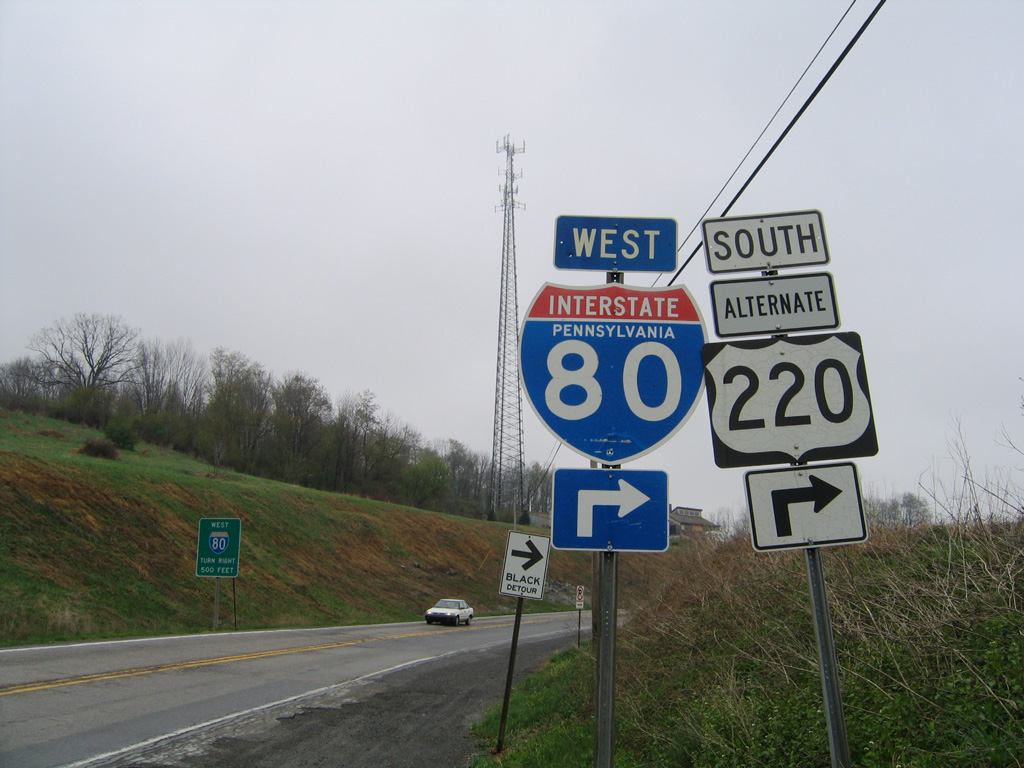 Pennsylvania - Interstate 80 and U.S. Highway 220 sign.