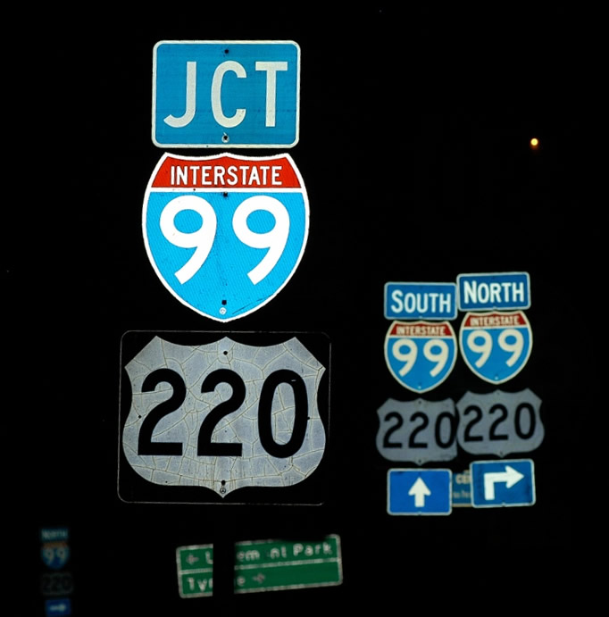 Pennsylvania - Interstate 99 and U.S. Highway 220 sign.