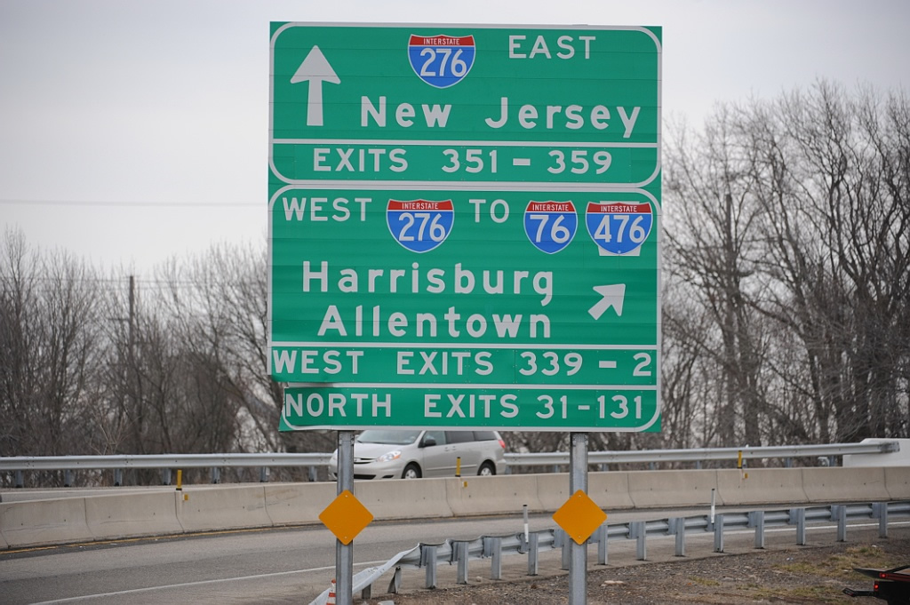 Pennsylvania - Interstate 276, Interstate 476, and Interstate 76 sign.
