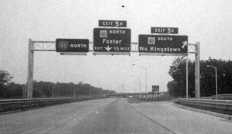 Rhode Island - State Highway 102 and Interstate 95 sign.