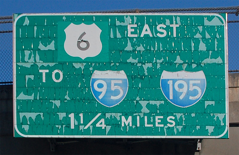Rhode Island - U.S. Highway 6, Interstate 195, and Interstate 95 sign.
