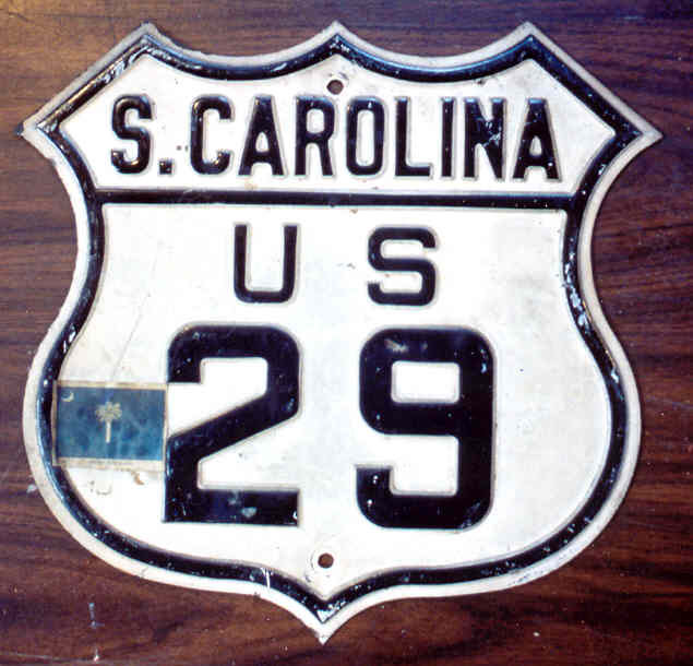 South Carolina U.S. Highway 29 sign.