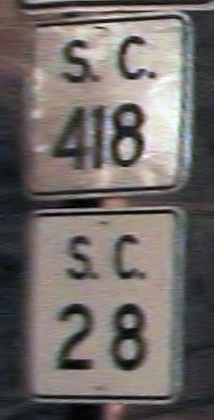 South Carolina - State Highway 418 and State Highway 28 sign.