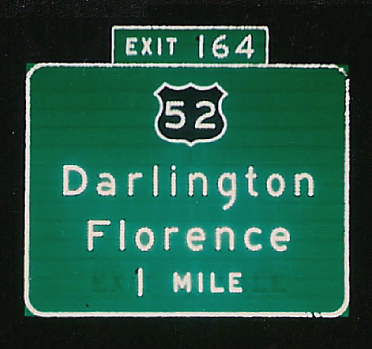 South Carolina U.S. Highway 52 sign.