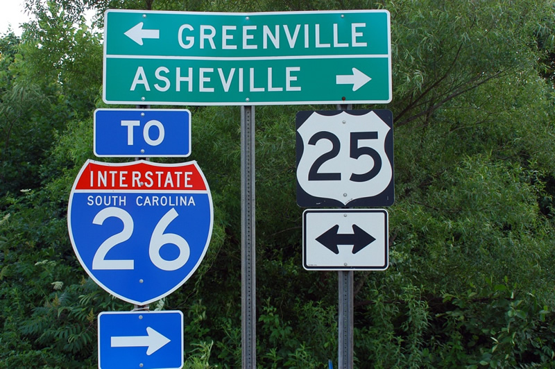 South Carolina - Interstate 26 and U.S. Highway 25 sign.
