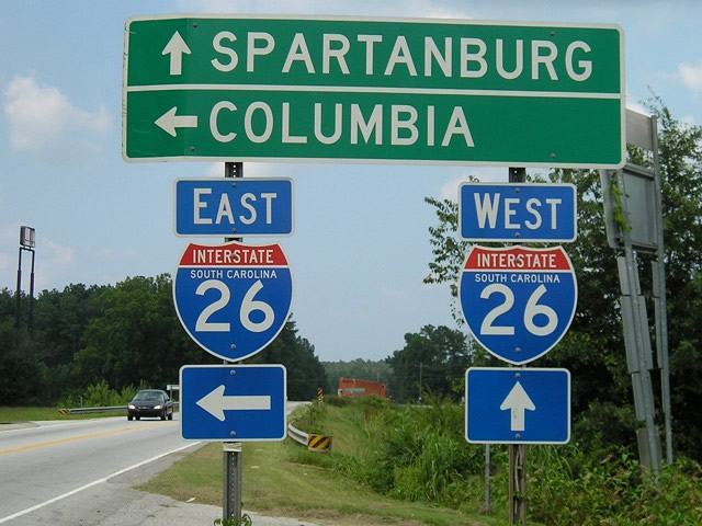 South Carolina Interstate 26 sign.