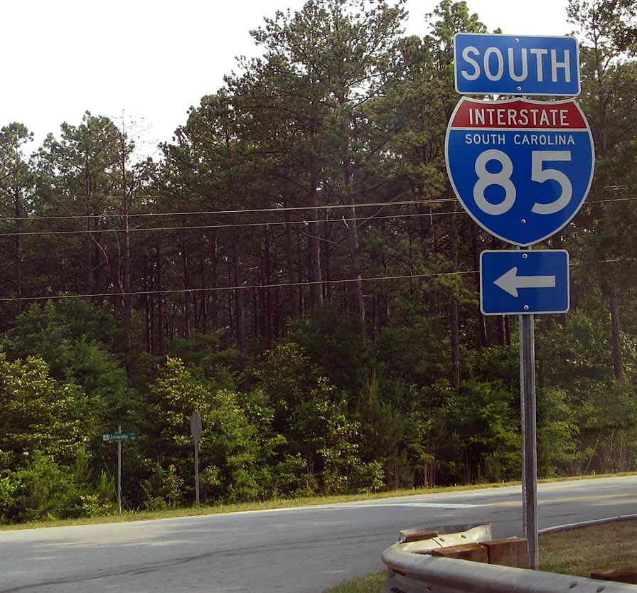 South Carolina Interstate 85 sign.