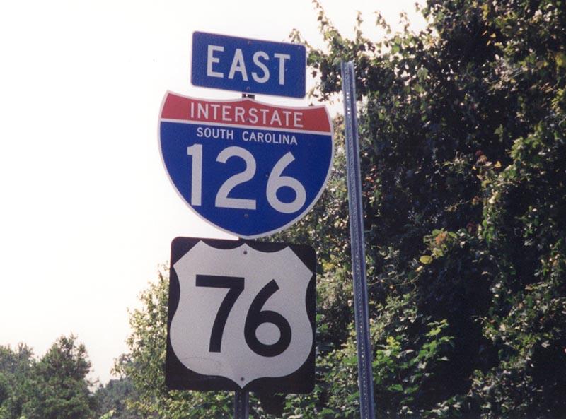 South Carolina - Interstate 126 and U.S. Highway 76 sign.