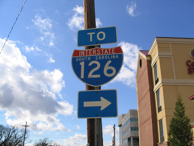 South Carolina Interstate 126 sign.