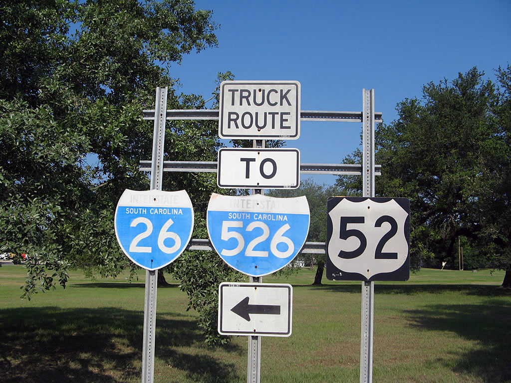 South Carolina - Interstate 526, U.S. Highway 52, and Interstate 26 sign.