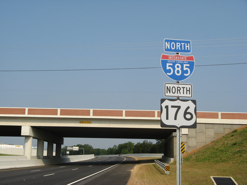 South Carolina - Interstate 585 and U.S. Highway 176 sign.