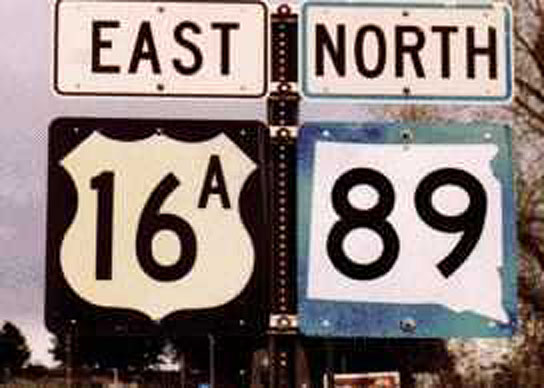 South Dakota - State Highway 89 and U.S. Highway 16 sign.