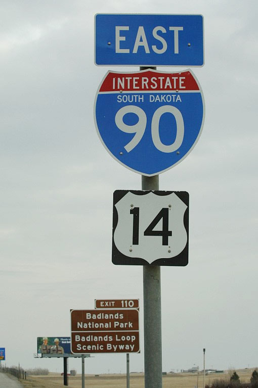 South Dakota - U.S. Highway 14 and Interstate 90 sign.