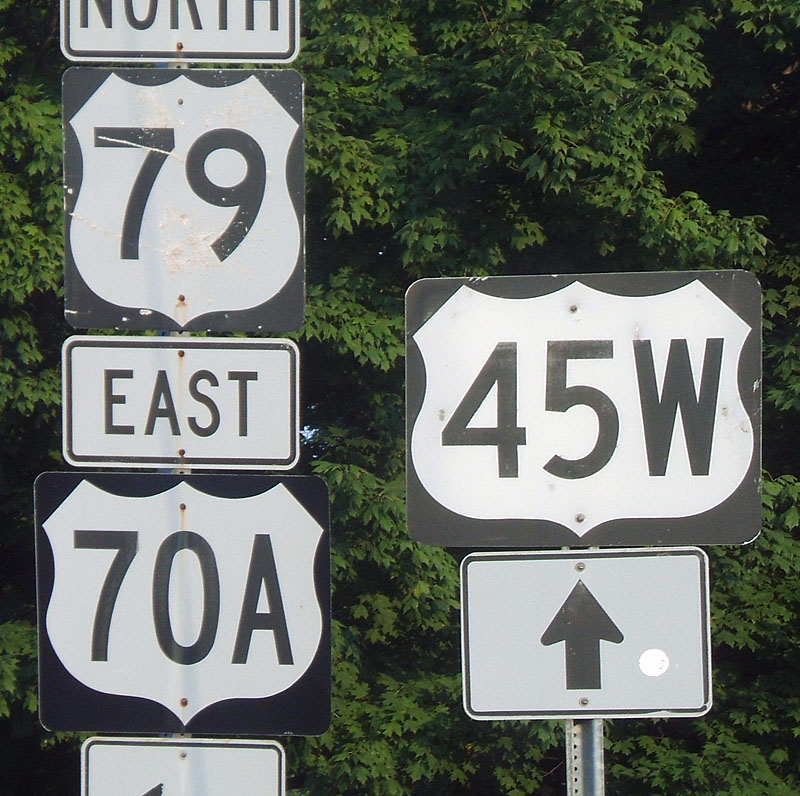 Tennessee - U.S. Highway 45, U.S. Highway 70, and U.S. Highway 79 sign.