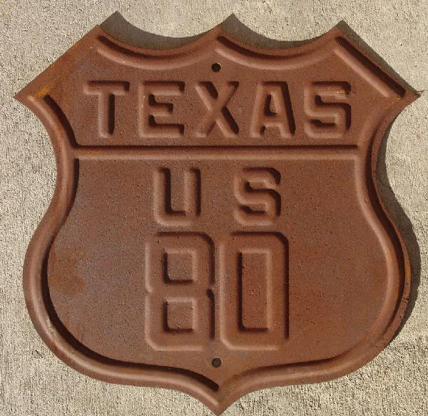 Texas U.S. Highway 80 sign.