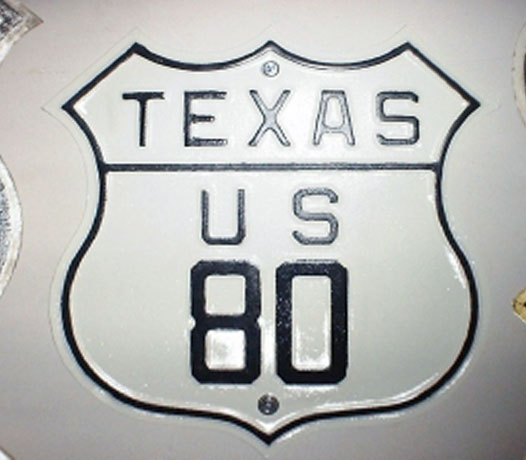 Texas U.S. Highway 80 sign.
