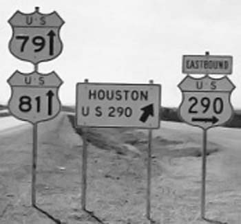 Texas - U.S. Highway 290, U.S. Highway 81, and U.S. Highway 79 sign.