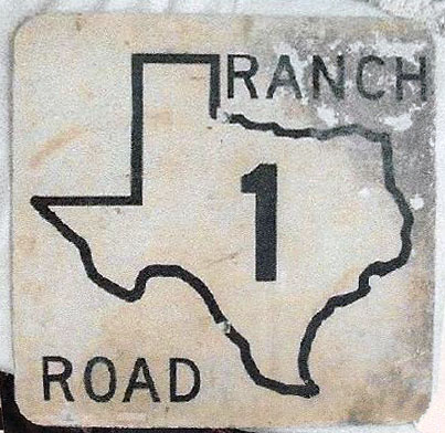 Texas ranch to market road 1 sign.