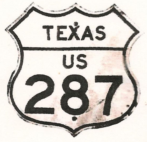 Texas U.S. Highway 287 sign.