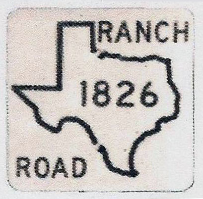 Texas ranch to market road 1826 sign.
