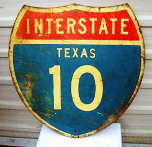 Texas Interstate 10 sign.