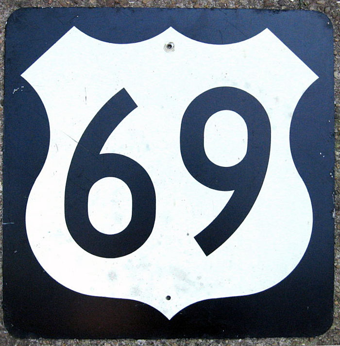 Texas U.S. Highway 69 sign.