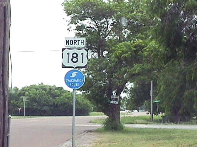 Texas U.S. Highway 181 sign.
