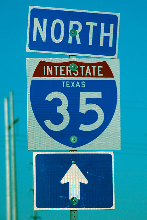 Texas Interstate 35 sign.