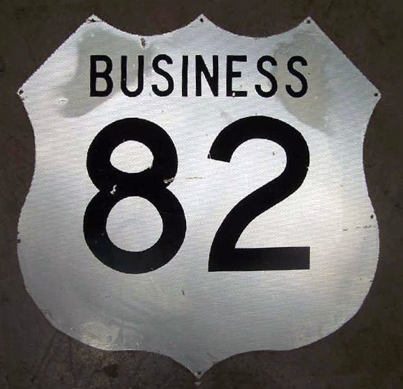 Texas business U. S. highway 82 sign.