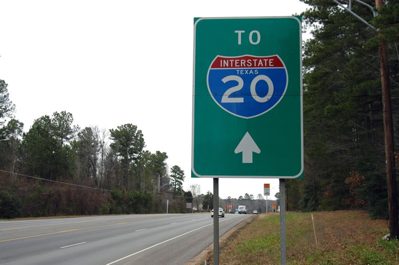 Texas Interstate 20 sign.
