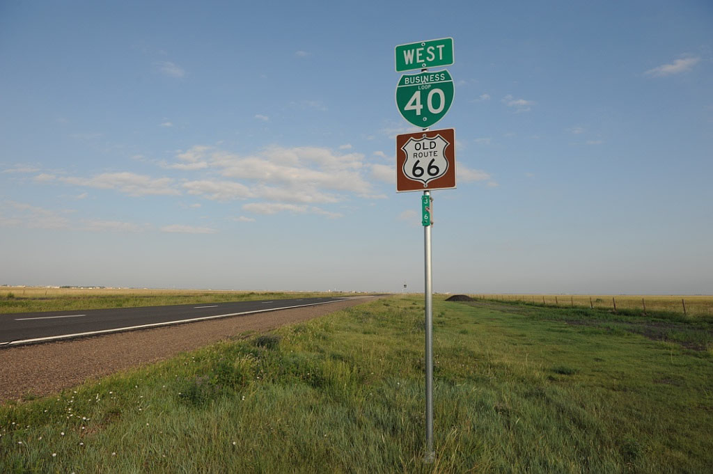 Texas - U.S. Highway 66 and business loop 40 sign.