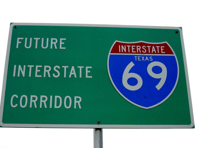 Texas Interstate 69 sign.