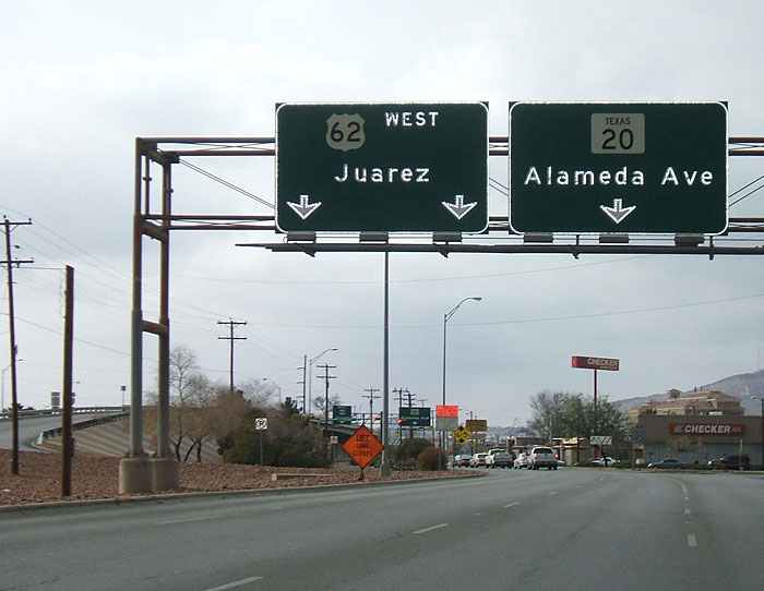 Texas - State Highway 20 and U.S. Highway 62 sign.