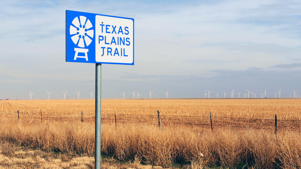 Texas Texas Plains Trail sign.