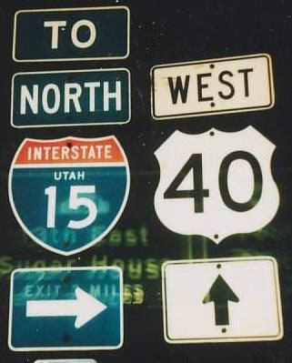 Utah - U.S. Highway 40 and Interstate 15 sign.