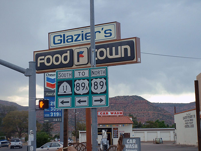 Utah - U.S. Highway 89, U. S. highway 89A, and State Highway 11 sign.