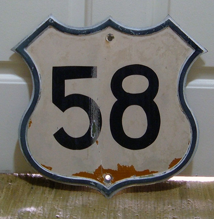 Virginia U.S. Highway 58 sign.