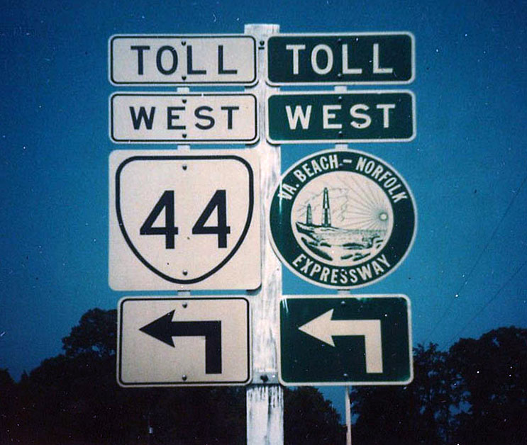 Virginia - Virginia Beach-Norfolk Expressway and State Highway 44 sign.