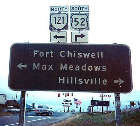 Virginia - U.S. Highway 52 and State Highway 121 sign.