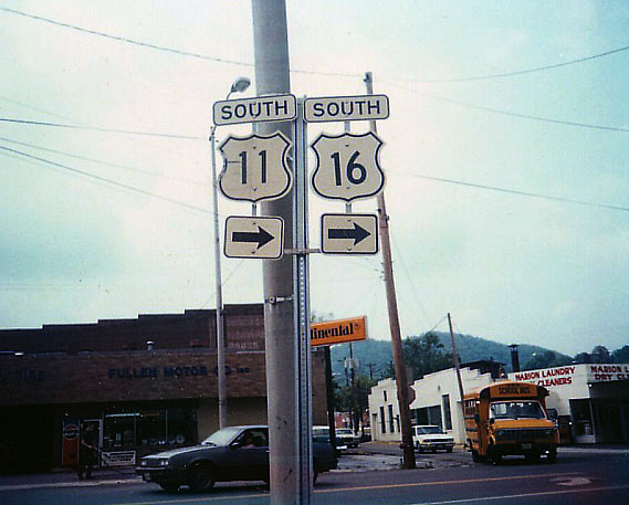 Virginia - U.S. Highway 16 and U.S. Highway 11 sign.