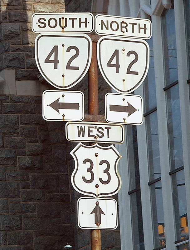 Virginia - State Highway 42 and U.S. Highway 33 sign.