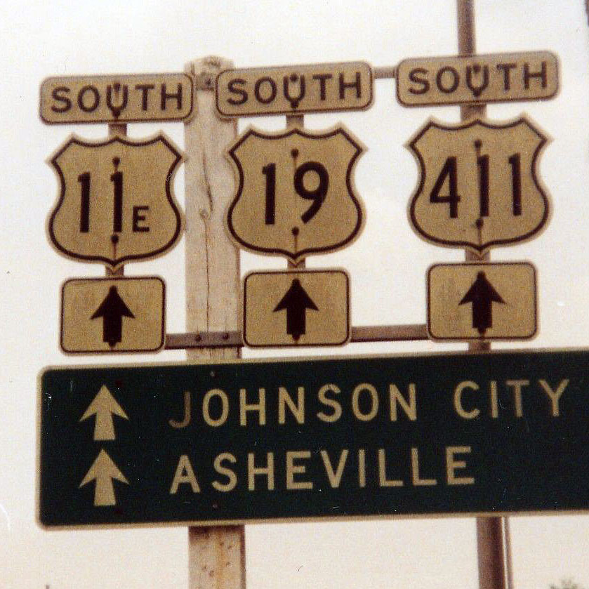 Virginia - U.S. Highway 411, U.S. Highway 19, and U. S. highway 11E sign.