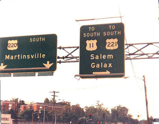 Virginia - U.S. Highway 220, U.S. Highway 221, and U.S. Highway 11 sign.