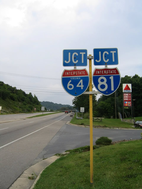 Virginia - Interstate 64 and Interstate 81 sign.