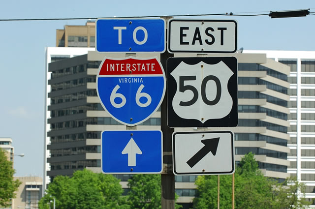Virginia - Interstate 66 and U.S. Highway 50 sign.