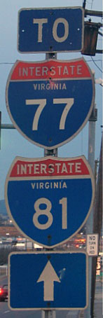 Virginia and  - Interstate 81 and Interstate 77 sign.