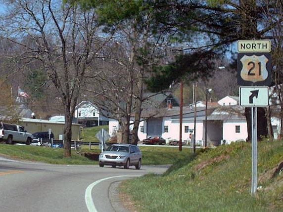 Virginia U.S. Highway 21 sign.